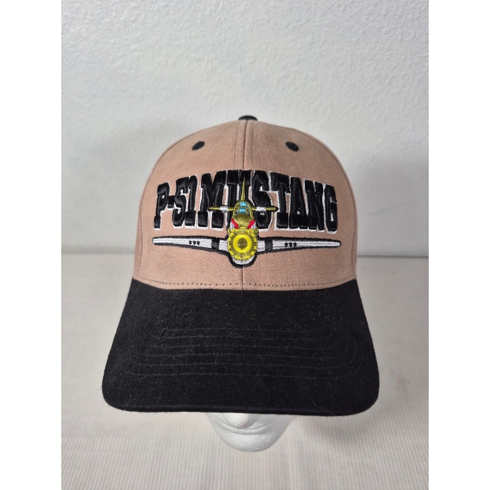 P-51 Mustang Aviation Baseball Cap Khaki Black American Flag Air Force